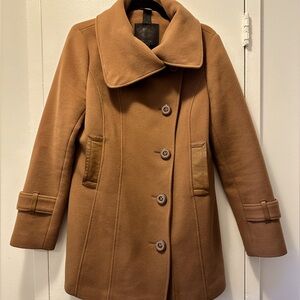 Mackage Wool Coat w/ Leather Detailing